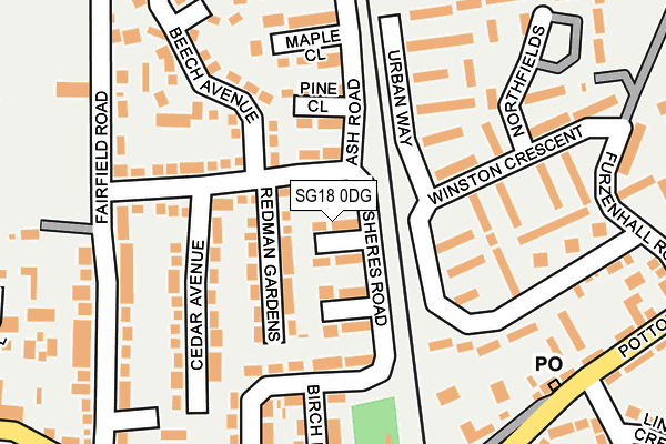 SG18 0DG map - OS OpenMap – Local (Ordnance Survey) SG18 0DG map - OS OpenMap – Local (Ordnance Survey)