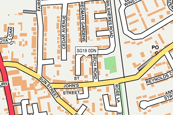 SG18 0DN map - OS OpenMap – Local (Ordnance Survey) SG18 0DN map - OS OpenMap – Local (Ordnance Survey)