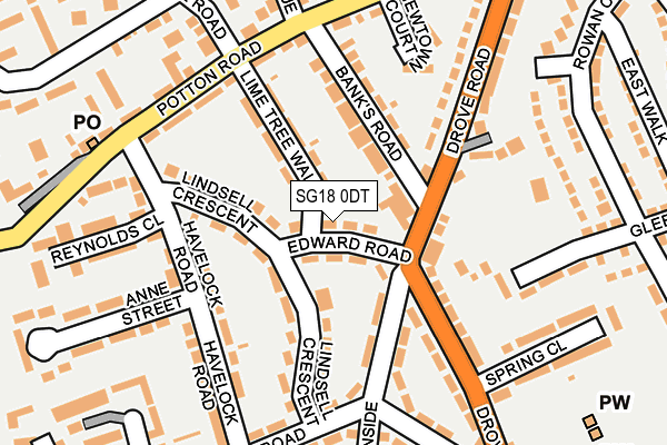 SG18 0DT map - OS OpenMap – Local (Ordnance Survey) SG18 0DT map - OS OpenMap – Local (Ordnance Survey)