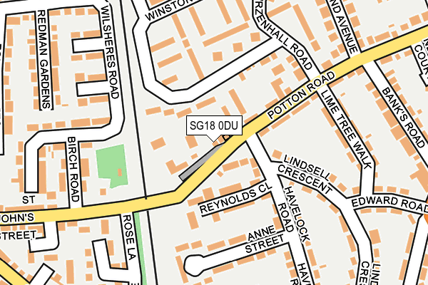 SG18 0DU map - OS OpenMap – Local (Ordnance Survey)
