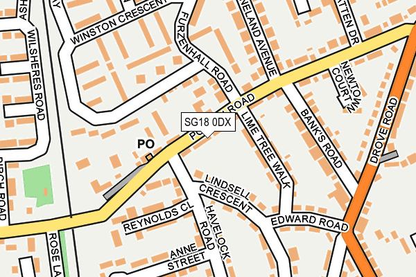 SG18 0DX map - OS OpenMap – Local (Ordnance Survey)