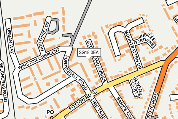 SG18 0EA map - OS OpenMap – Local (Ordnance Survey) SG18 0EA map - OS OpenMap – Local (Ordnance Survey)