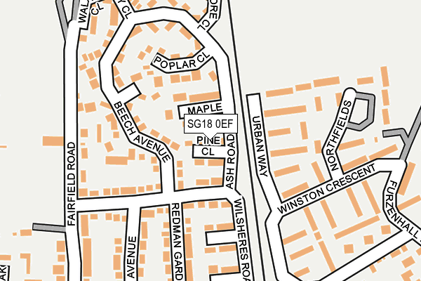 SG18 0EF map - OS OpenMap – Local (Ordnance Survey) SG18 0EF map - OS OpenMap – Local (Ordnance Survey)