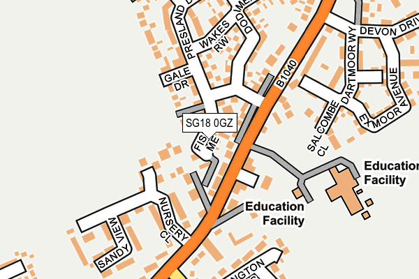 SG18 0GZ map - OS OpenMap – Local (Ordnance Survey) SG18 0GZ map - OS OpenMap – Local (Ordnance Survey)