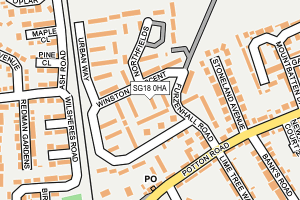 SG18 0HA map - OS OpenMap – Local (Ordnance Survey) SG18 0HA map - OS OpenMap – Local (Ordnance Survey)