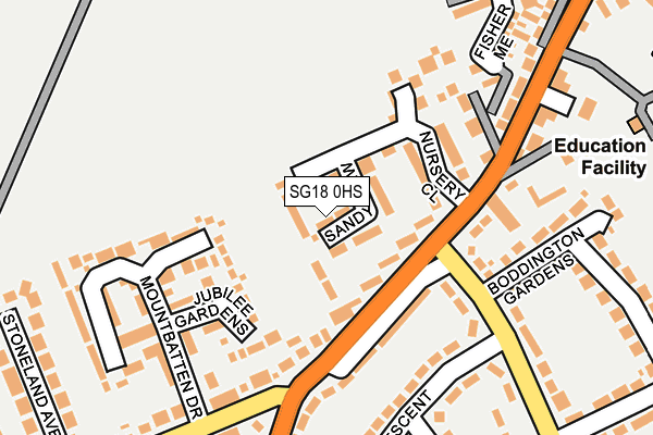 SG18 0HS map - OS OpenMap – Local (Ordnance Survey) SG18 0HS map - OS OpenMap – Local (Ordnance Survey)