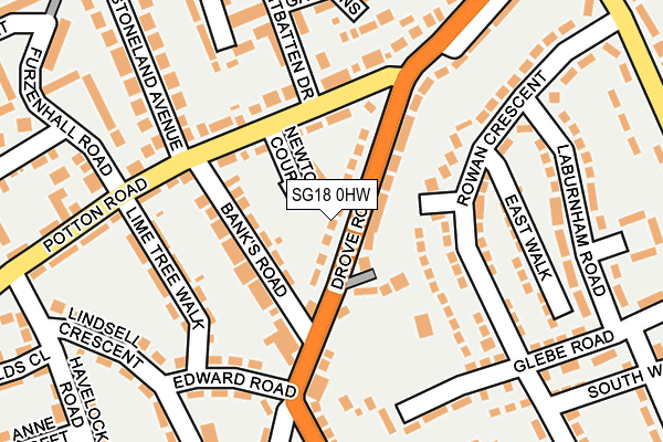 SG18 0HW map - OS OpenMap – Local (Ordnance Survey) SG18 0HW map - OS OpenMap – Local (Ordnance Survey)