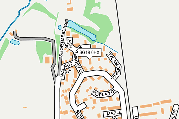 SG18 0HX map - OS OpenMap – Local (Ordnance Survey) SG18 0HX map - OS OpenMap – Local (Ordnance Survey)