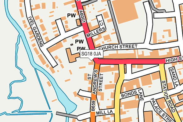 SG18 0JA map - OS OpenMap – Local (Ordnance Survey) SG18 0JA map - OS OpenMap – Local (Ordnance Survey)