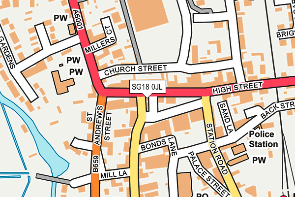 SG18 0JL map - OS OpenMap – Local (Ordnance Survey) SG18 0JL map - OS OpenMap – Local (Ordnance Survey)