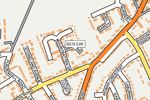 SG18 0JW map - OS OpenMap – Local (Ordnance Survey) SG18 0JW map - OS OpenMap – Local (Ordnance Survey)