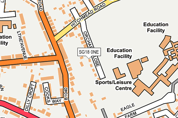 SG18 0NE map - OS OpenMap – Local (Ordnance Survey)