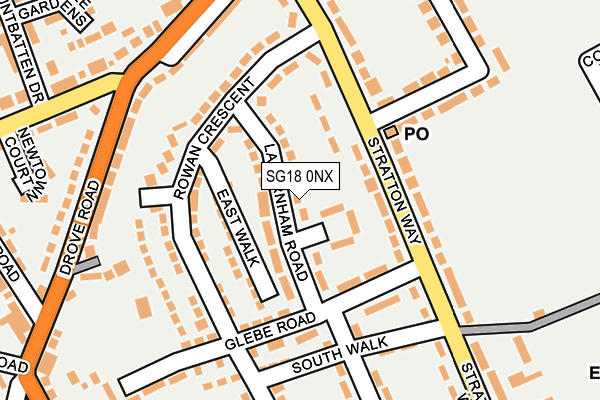 SG18 0NX map - OS OpenMap – Local (Ordnance Survey) SG18 0NX map - OS OpenMap – Local (Ordnance Survey)