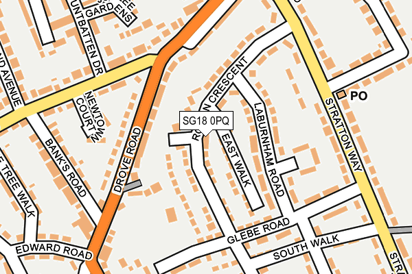 SG18 0PQ map - OS OpenMap – Local (Ordnance Survey) SG18 0PQ map - OS OpenMap – Local (Ordnance Survey)