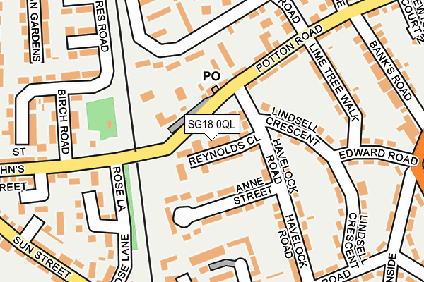 SG18 0QL map - OS OpenMap – Local (Ordnance Survey) SG18 0QL map - OS OpenMap – Local (Ordnance Survey)
