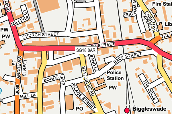 SG18 8AR map - OS OpenMap – Local (Ordnance Survey) SG18 8AR map - OS OpenMap – Local (Ordnance Survey)