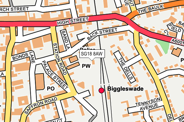 SG18 8AW map - OS OpenMap – Local (Ordnance Survey)