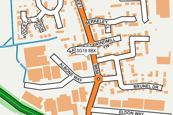 SG18 8BX map - OS OpenMap – Local (Ordnance Survey) SG18 8BX map - OS OpenMap – Local (Ordnance Survey)