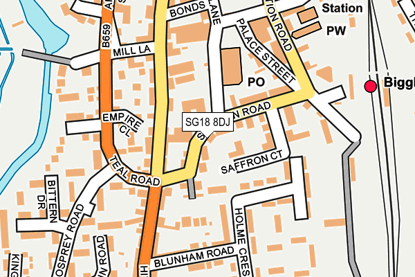 SG18 8DJ map - OS OpenMap – Local (Ordnance Survey)