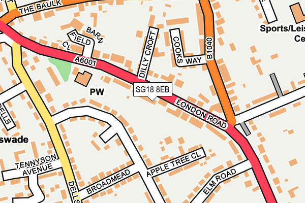 SG18 8EB map - OS OpenMap – Local (Ordnance Survey) SG18 8EB map - OS OpenMap – Local (Ordnance Survey)