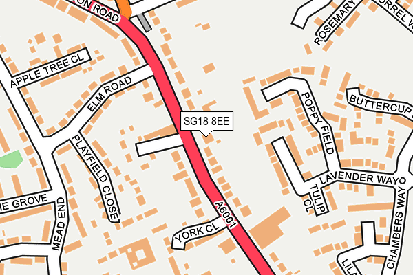 SG18 8EE map - OS OpenMap – Local (Ordnance Survey) SG18 8EE map - OS OpenMap – Local (Ordnance Survey)