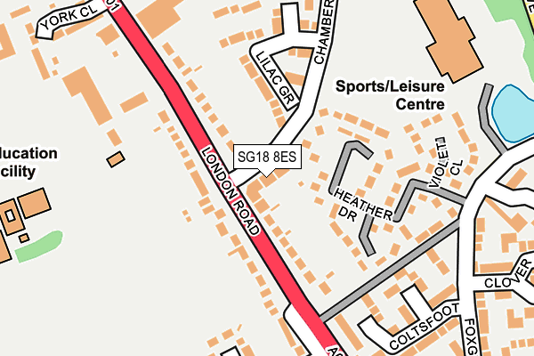 SG18 8ES map - OS OpenMap – Local (Ordnance Survey)