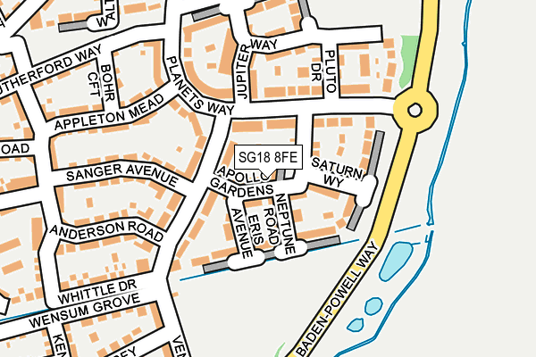 SG18 8FE map - OS OpenMap – Local (Ordnance Survey) SG18 8FE map - OS OpenMap – Local (Ordnance Survey)