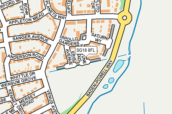 SG18 8FL map - OS OpenMap – Local (Ordnance Survey) SG18 8FL map - OS OpenMap – Local (Ordnance Survey)