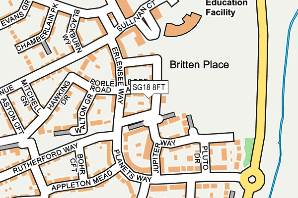 SG18 8FT map - OS OpenMap – Local (Ordnance Survey) SG18 8FT map - OS OpenMap – Local (Ordnance Survey)