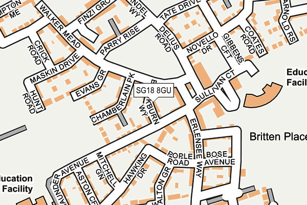 SG18 8GU map - OS OpenMap – Local (Ordnance Survey)