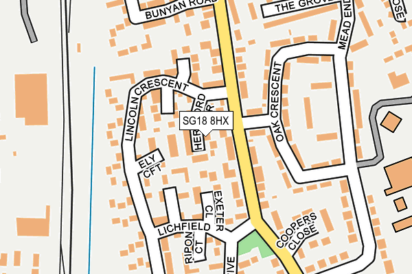 SG18 8HX map - OS OpenMap – Local (Ordnance Survey) SG18 8HX map - OS OpenMap – Local (Ordnance Survey)