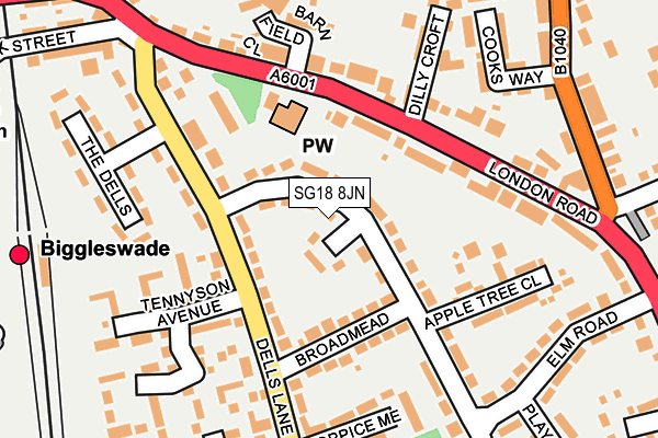 SG18 8JN map - OS OpenMap – Local (Ordnance Survey)