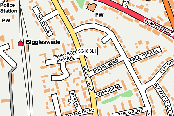 SG18 8LJ map - OS OpenMap – Local (Ordnance Survey)