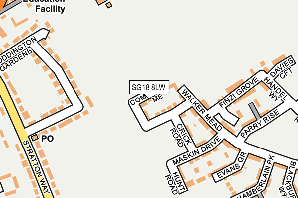SG18 8LW map - OS OpenMap – Local (Ordnance Survey) SG18 8LW map - OS OpenMap – Local (Ordnance Survey)