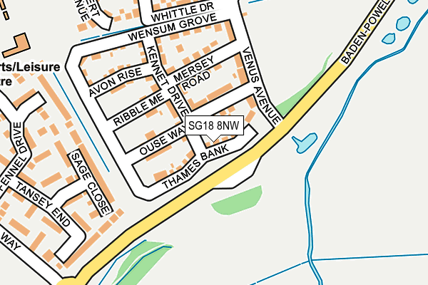 SG18 8NW map - OS OpenMap – Local (Ordnance Survey) SG18 8NW map - OS OpenMap – Local (Ordnance Survey)