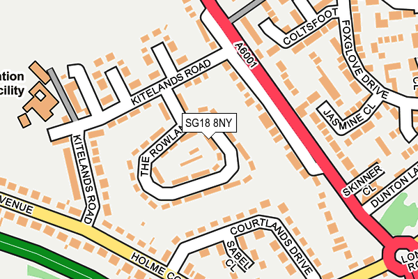 SG18 8NY map - OS OpenMap – Local (Ordnance Survey) SG18 8NY map - OS OpenMap – Local (Ordnance Survey)
