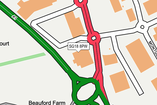 SG18 8PW map - OS OpenMap – Local (Ordnance Survey) SG18 8PW map - OS OpenMap – Local (Ordnance Survey)