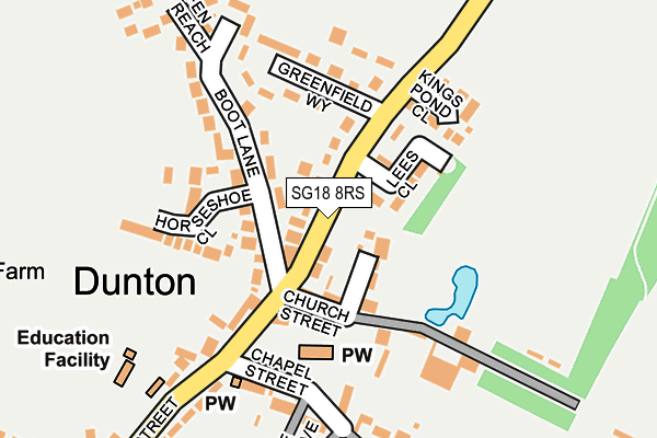 SG18 8RS map - OS OpenMap – Local (Ordnance Survey)