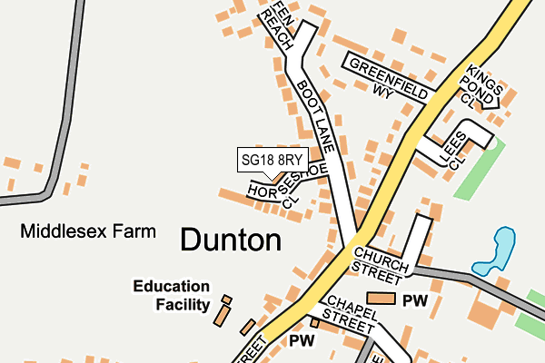 SG18 8RY map - OS OpenMap – Local (Ordnance Survey) SG18 8RY map - OS OpenMap – Local (Ordnance Survey)