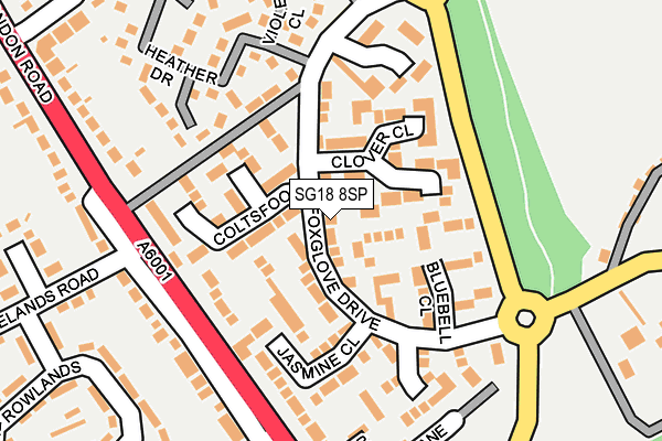 SG18 8SP map - OS OpenMap – Local (Ordnance Survey) SG18 8SP map - OS OpenMap – Local (Ordnance Survey)