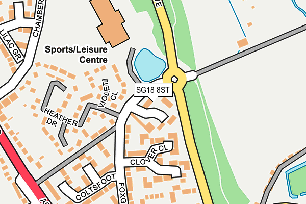 SG18 8ST map - OS OpenMap – Local (Ordnance Survey) SG18 8ST map - OS OpenMap – Local (Ordnance Survey)