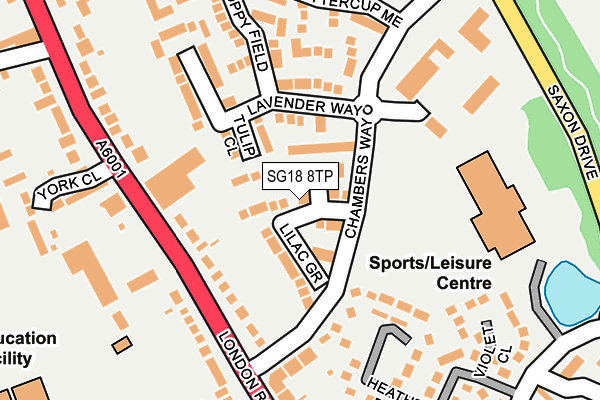 SG18 8TP map - OS OpenMap – Local (Ordnance Survey)