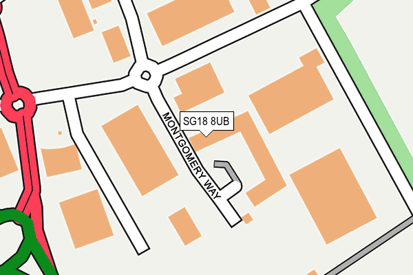 SG18 8UB map - OS OpenMap – Local (Ordnance Survey)