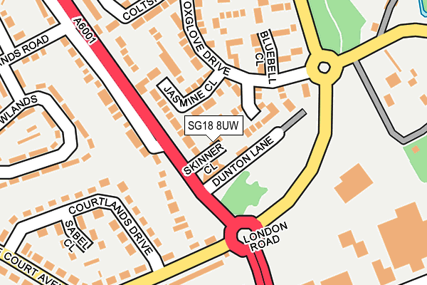 SG18 8UW map - OS OpenMap – Local (Ordnance Survey) SG18 8UW map - OS OpenMap – Local (Ordnance Survey)