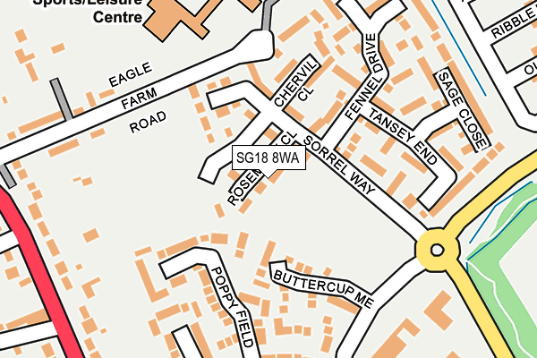 SG18 8WA map - OS OpenMap – Local (Ordnance Survey) SG18 8WA map - OS OpenMap – Local (Ordnance Survey)