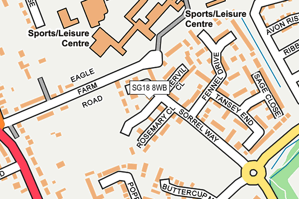 SG18 8WB map - OS OpenMap – Local (Ordnance Survey) SG18 8WB map - OS OpenMap – Local (Ordnance Survey)