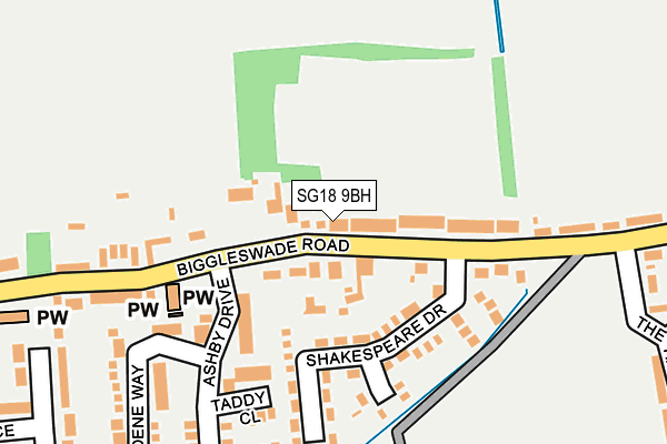 SG18 9BH map - OS OpenMap – Local (Ordnance Survey) SG18 9BH map - OS OpenMap – Local (Ordnance Survey)