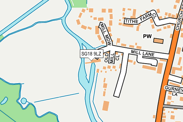 SG18 9LZ map - OS OpenMap – Local (Ordnance Survey)