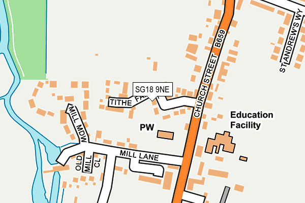 SG18 9NE map - OS OpenMap – Local (Ordnance Survey) SG18 9NE map - OS OpenMap – Local (Ordnance Survey)