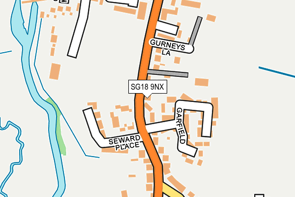 SG18 9NX map - OS OpenMap – Local (Ordnance Survey) SG18 9NX map - OS OpenMap – Local (Ordnance Survey)